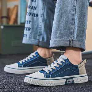 Herren Mode Leinwand Sneaker Low Top Schnürung Flache Schuhe Koreanischen Stil Streetwear Student Casual Skateschuhe Große Größe