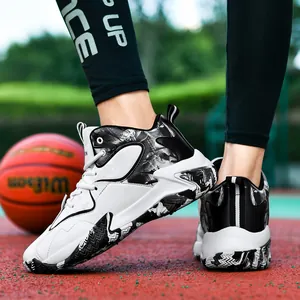 Scarpe da Basket Mid-top da Uomo Suola Spessa Resistente all'Usura Pelle PU Sneakers Casual Moda con Motivo a Spruzzo Scarpe Sportive