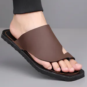 Sandales pour hommes marron avec boucle d'orteil pour la plage et l'extérieur en été