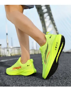 Scarpe da corsa traspiranti uomo verde neon con suola spessa ammortizzata per comfort