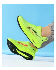 Scarpe da corsa da uomo verde neon con suole ammortizzate per l'allenamento sportivo