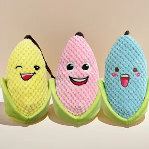 Juguete de Peluche para Mascotas con Sonido en Forma de Maíz con Papel Crujiente Incorporado Forro Polar de Piña Limpieza Dental Molar para Perros y Gatos