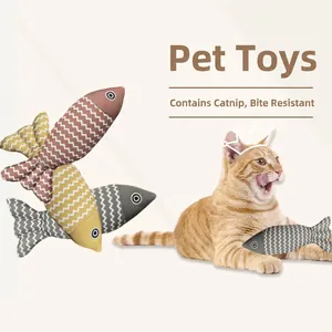 Simulation Fisch Form Katzenspielzeug Mit Katzenminze Leinen Stoff Zahnpflege Interaktive Kätzchen Spielzeug Für Indoor Katzen