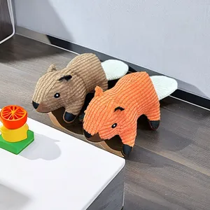 Dos juguetes de peluche para perros con forma de ardilla en pana con sonido para masticar.