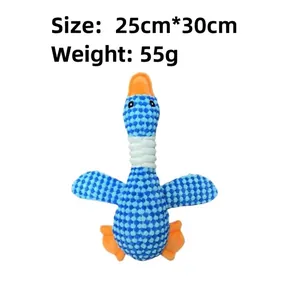 Durable blue pineapple velvet goose plush toy for dogs and cats measuring 25x30cm