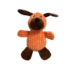 Juguete de peluche chirriante de pana naranja para perros, ideal para el juego interactivo