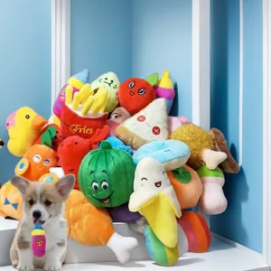 Juguete de Peluche Sonoro para Mascotas Resistente a Mordidas Interactivo para Perros Gatos Serpiente Ciervo Maíz Menta Gatuna Animal Fruta