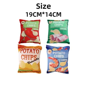 Lot de jouets en peluche pour chiens en forme de sacs de chips, taille 19 cm sur 14 cm
