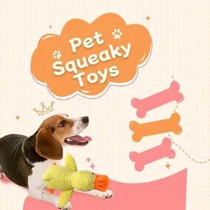 Gelbes Quietsch-Plüschente Hundespielzeug für dauerhaftes Kauen und Zahnpflege.