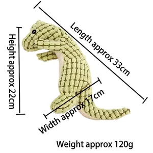 Duurzaam dinosaurus pluche hondenspeeltje met afmetingen en gewicht