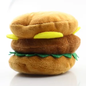 Peluche a forma di hamburger per cani con squittio, morbido giocattolo per animali