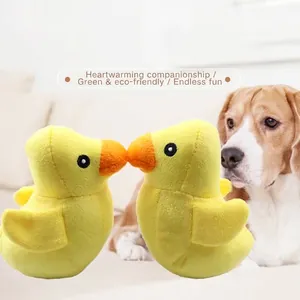 Pet Plush Squeaky Duck Toy For Dogs Cats Cartoon Animal Shape Crystal Super Soft Fabric PP Cotton Filled Molar Interactive Toy