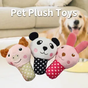 Jouet en Peluche pour Chien en Forme de Sucette d Animal Sifflant Resistant aux Morsures Poignee Douce a Pois Interactif
