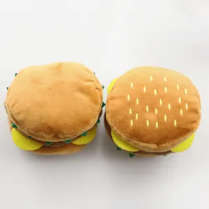 Jouet sonore en peluche pour chien en forme de burger, résistant aux morsures et interactif