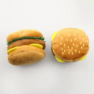 Jouet couineur en peluche pour chien en forme de hamburger réaliste et très durable