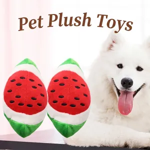 Giocattolo per Cani Anguria di Peluche Sonoro Resistente ai Morsi Morbido a Forma di Frutta per Cuccioli e Gatti
