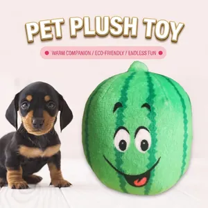 Jouet Sifflant en Peluche pour Animaux Forme de Pastèque Rayée Avec Sifflet BB Jouet en Peluche Doux pour Mâcher