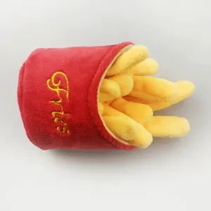 Giocattolo di peluche creativo per cani a forma di patatine fritte con lo squeaker