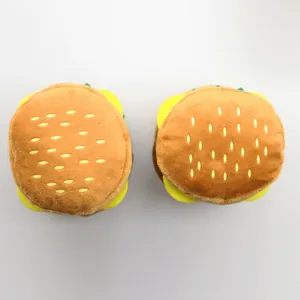 Jouet en peluche hamburger pour chiens, jouet à mâcher interactif et doux pour animaux