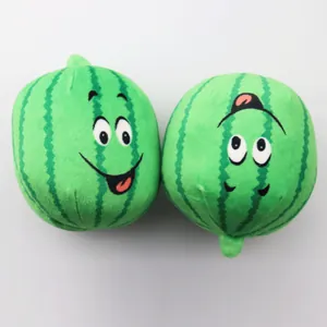 Deux jouets en peluche pastèque rayée avec sifflet pour chiens et chats pour mâcher