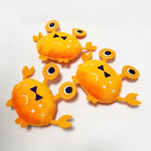 Lot de 3 jouets couineurs en peluche crabe orange vif pour chiens, jouets à mâcher