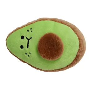 Jouet en peluche avocat pour animaux avec texture douce et visage souriant brodé