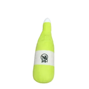 Quietschendes Plüsch-Hundespielzeug in Form einer grünen Weinflasche für Kauer