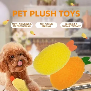 Giocattolo Peluche Sonoro per Animali Forma Gamberetto Fritto Simulazione Pulizia Denti Cane Gatto Giocattoli Interattivi Morbidi