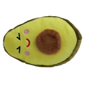 Jouet en peluche en forme d'avocat pour animaux avec visage souriant brodé et sifflet