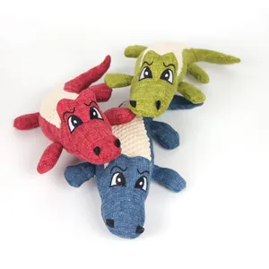 Jouets en peluche crocodile pour chiens en trois couleurs avec tissu texturé résistant