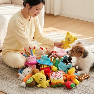 Set di giocattoli di peluche interattivi per cani a forma di cibo e simpatici animali