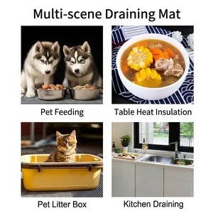 Tappetino drenante in silicone versatile per alimentazione animali e uso in cucina