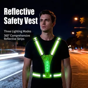 LED Oplaadbaar Reflecterend Hesje Hoge Zichtbaarheid Nachtlopen Verstelbare Veiligheidsuitrusting Voor Heren Dames