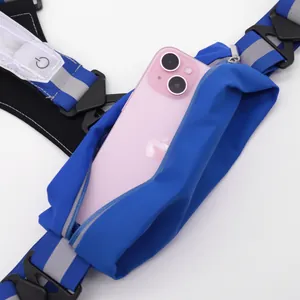 Adjustable LED reflective safety vest with zipper pocket for night running and cycling.