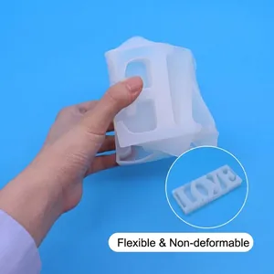Stampo flessibile in silicone bianco per lettere LOVE in resina, artigianato e candele