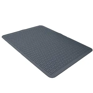 Grande tappetino in silicone grigio resistente al calore con trama drenante da cucina