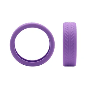 Professional purple silicone luggage wheel protectors with anti-slip noise-reducing tread
