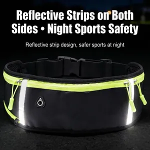 Ceinture de course étanche noire avec bandes réfléchissantes et accents vert citron