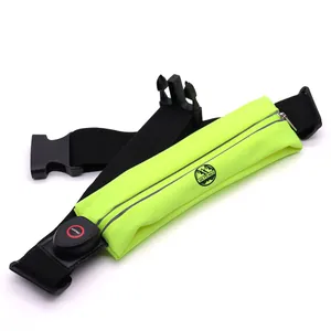 Cintura da corsa a LED giallo neon professionale per sport notturni e smartphone