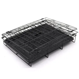 Cage pour chien pliable en fil noir avec plateau pour petits animaux de compagnie