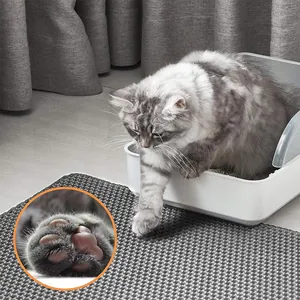 Tappetino per lettiera per gatti in EVA grigio a doppio strato con nido d'ape per casa.