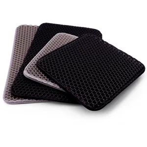 Tappetino per lettiera in EVA a doppio strato con design a nido d'ape grigio e nero