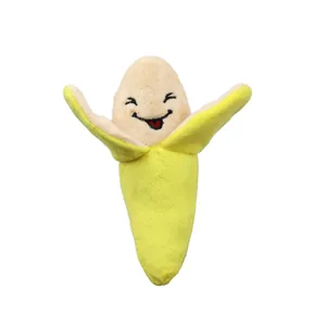 Niedliches Plüsch-Quietsch-Bananen-Hundespielzeug für Kauer und Welpen.