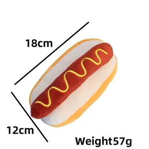 Piepend hotdog-knuffeldiertje voor honden en katten, 18 cm lang en weegt 57 gram