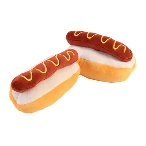Zachte piepende pluche hotdog hondenspeeltje voor honden en katten met voedselvorm