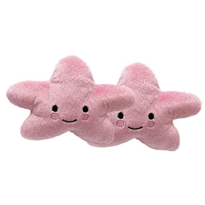 Two pink star-shaped squeaky plush toys for dog and cat pet training and interactive play