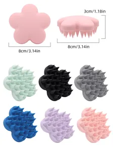 Silicone pet grooming brush in flower shape with 8cm diameter and various colors