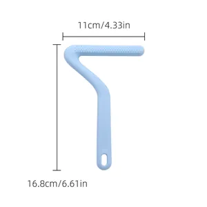 Multifunctional light blue silicone pet hair remover scraper with size markings