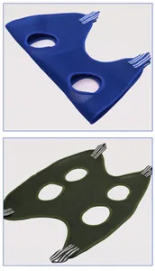 Detailansicht der blauen und grünen Haustier-Pflegehängematte aus Mesh-Gewebe
