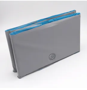 Zusammenklappbare PVC-Haustierbadewanne mit integriertem Ablassventil in Grau und Blau